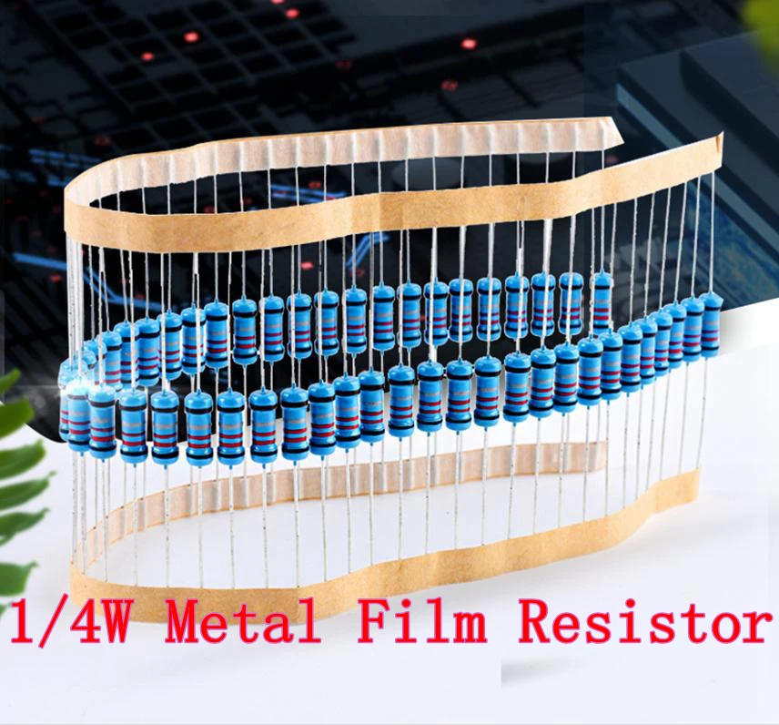 (100шт) 100к Ом 1/4 Вт 100к Металлический пленочный резистор 100 ком 0,25 Вт 1% ROHS