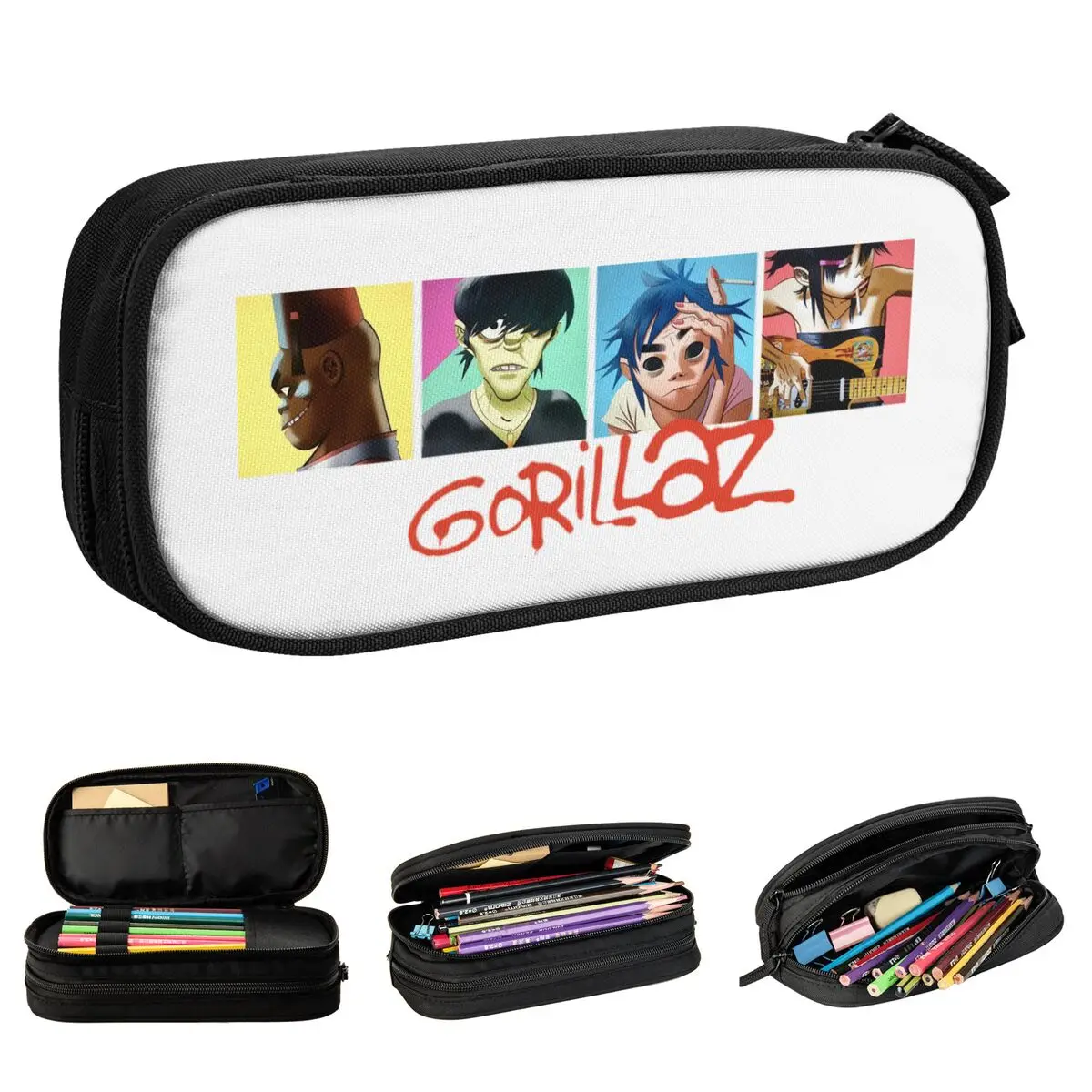 Gorillaz Rock Пенал для классической музыки, держатель ручки, студенческая сумка, школьные принадлежности большой емкости, косметические пеналы для карандашей