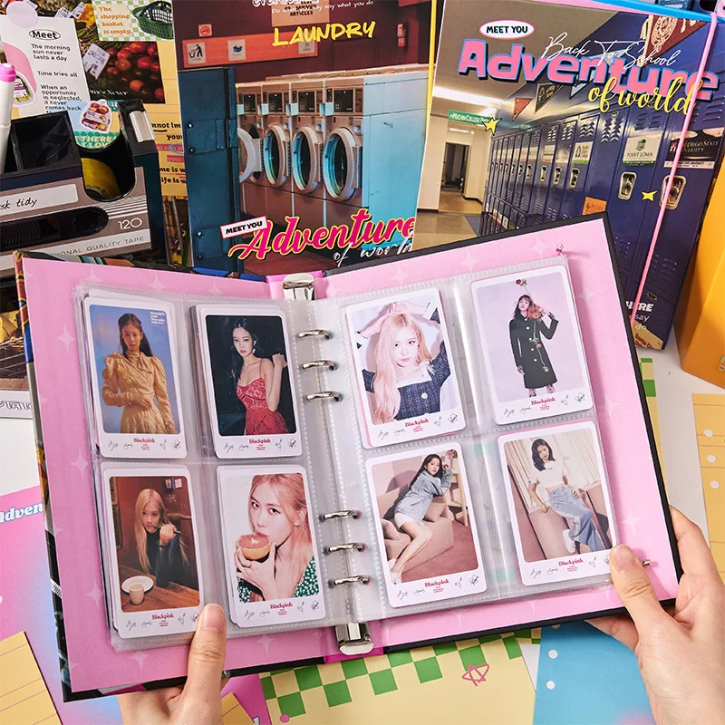 Adventure A5 Photocard Binder Kpop Collect Book 4grid с Бандажным Галстуком 3-дюймовый Фотодержатель Idol Photo Album