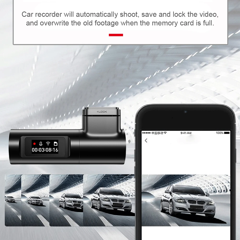 Автомобильный видеомагнитофон Циклическая запись Автоматическая Видеокамера Автомобильный Регистратор данных HD 1080P 150-градусный широкоугольный Парковочный монитор WiFi