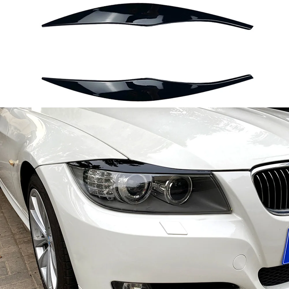 1 пара автомобильных Фар, Накладка для бровей и век для BMW 3 серии E90, E91 2005-2011, Черные Чехлы для фар из углеродного волокна, Аксессуары