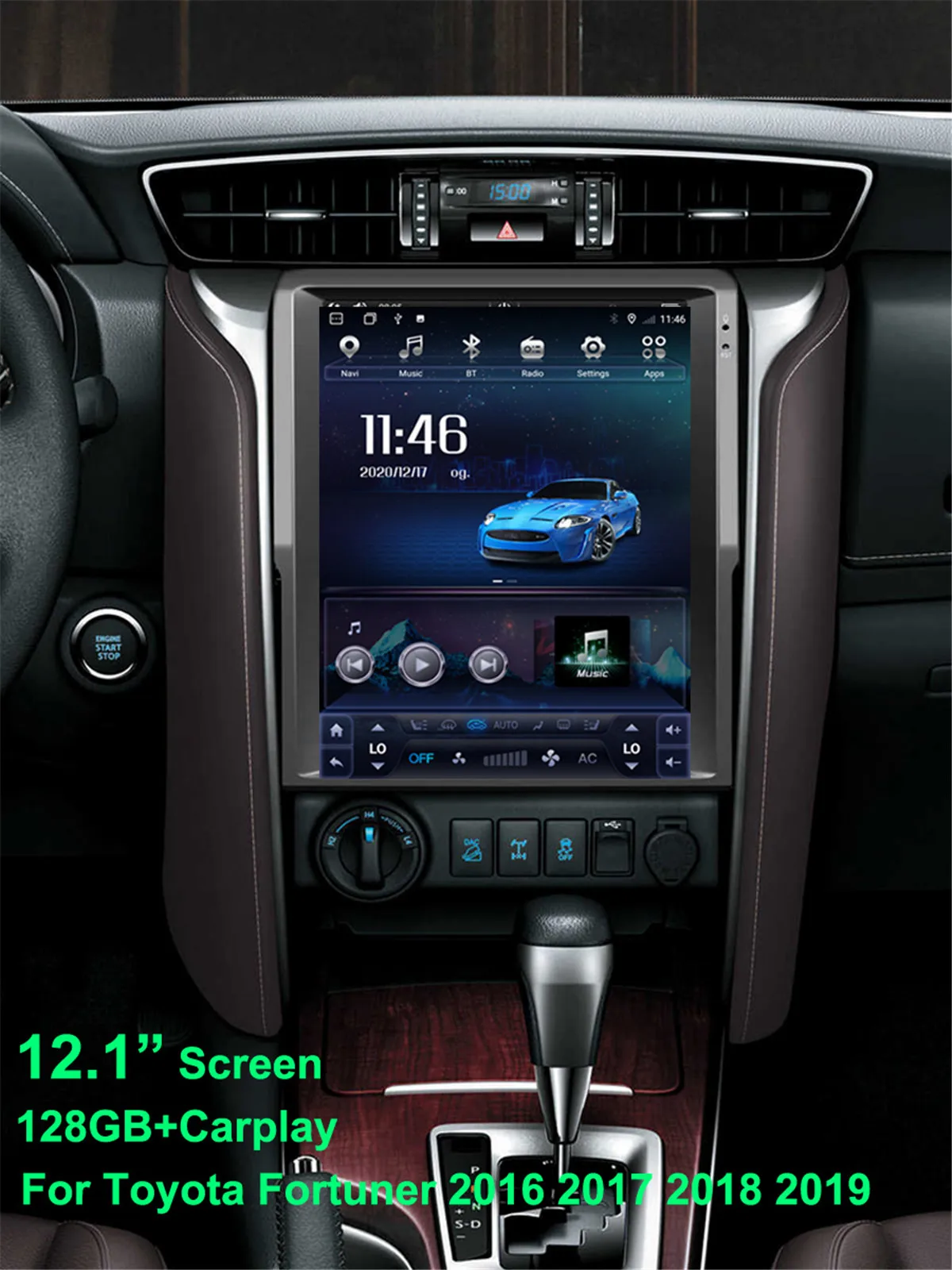 Автомобильный видеоплеер RHD 128G с экраном Tesla Android 13, автомагнитола для TOYOTA Fortuner HILUX Revo 2005-2014, стереосистема, мультимедийное головное устройство с GPS