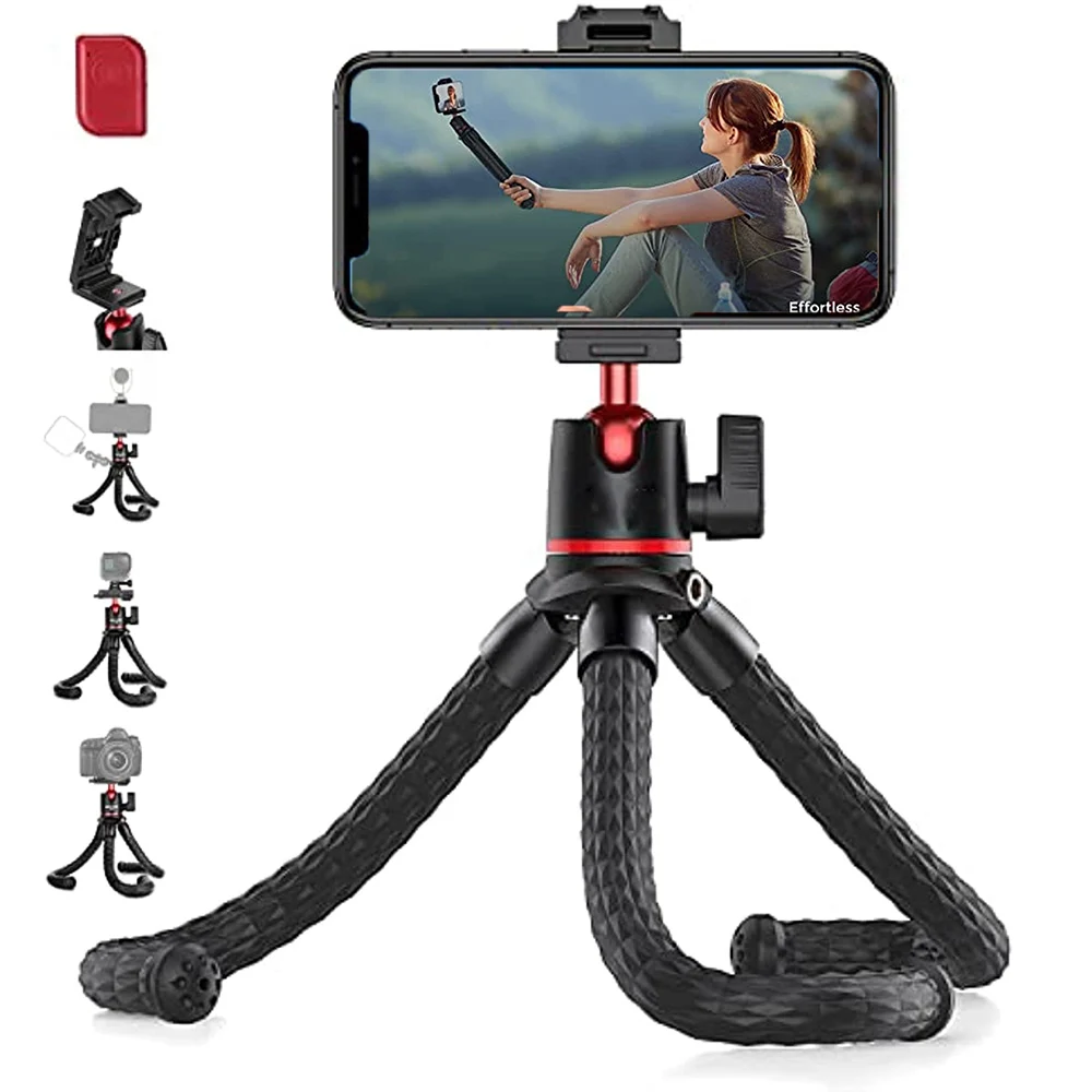 Приобретите идеальный гибкий штатив Octopus для смартфонов, камер и GoPro - в комплекте шаровая головка и мини-зажим для телефона