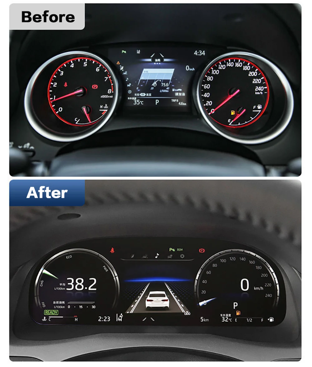 Автомобильный ЖК-плеер для приборной панели Toyota Camry 2017-2018 восьмого поколения, ЖК-панель приборов, модифицированный и модернизированный цифровой кластер