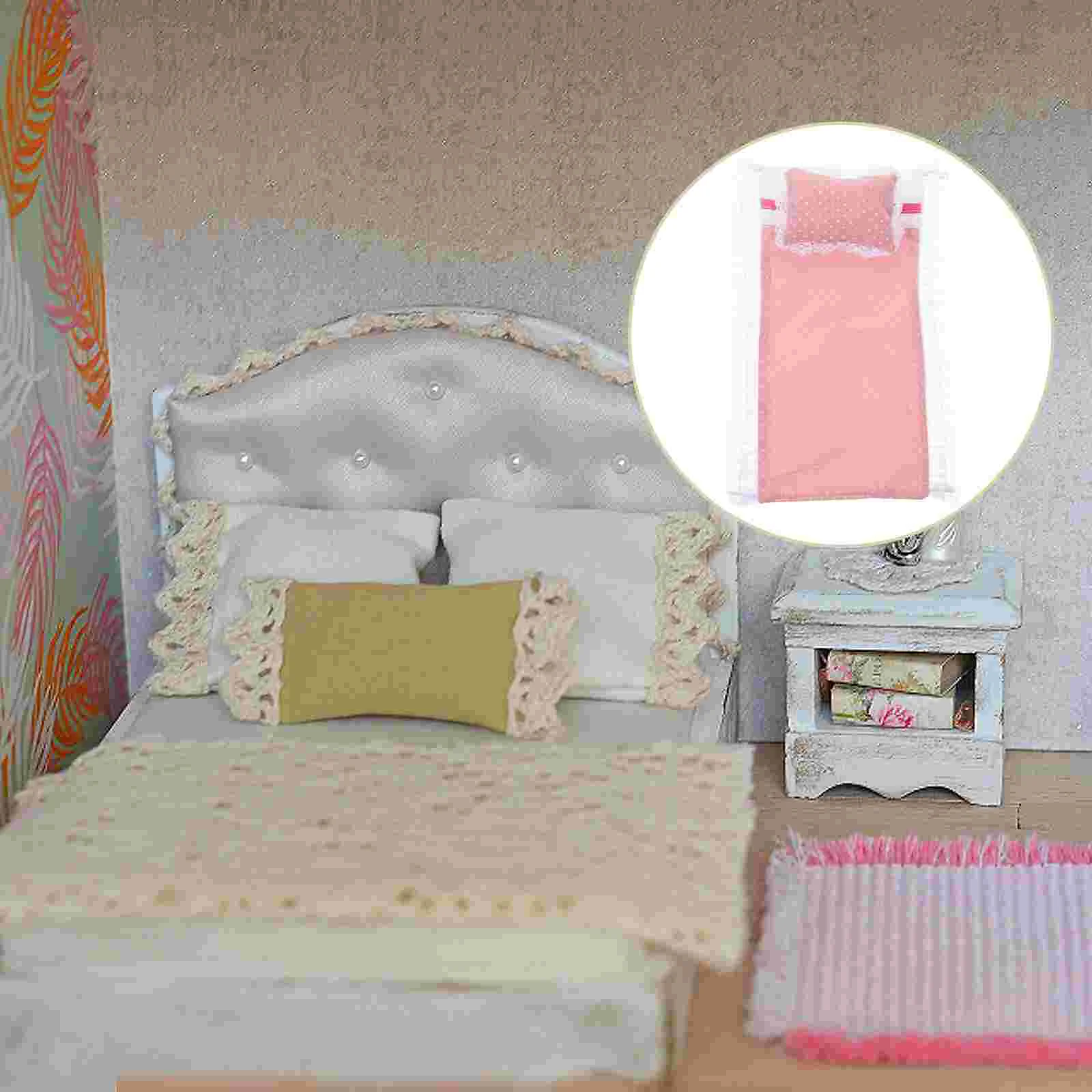 Мини-принадлежности для домашней кровати Постельное Белье Декор Хлопчатобумажный набор Аксессуары для спальни Миниатюрные Подушки