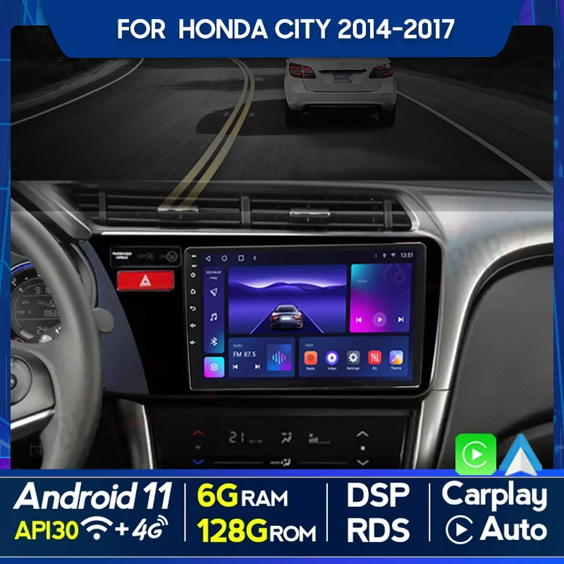 QSZN Для HONDA CITY 2014-2017 LHD 2 din Android 12,0 Автомобильный Радио Мультимедийный Видеоплеер GPS Навигация 4G Carplay Головное устройство