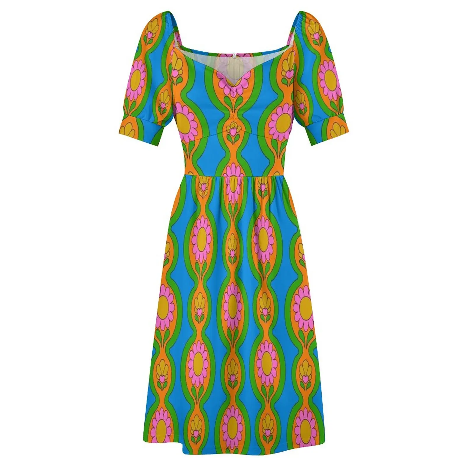 Цветочная Цепочка с Узором Голубое платье вечернее платье женское длинное платье женская Летняя женская одежда