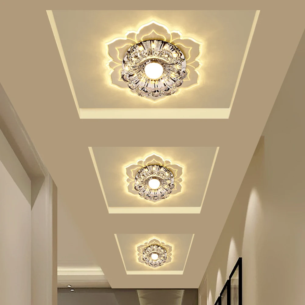 Современный хрустальный светодиодный потолочный светильник для прохода, коридорные светильники в форме цветка, настенный светильник для балкона, крыльца, коридора, гостиной