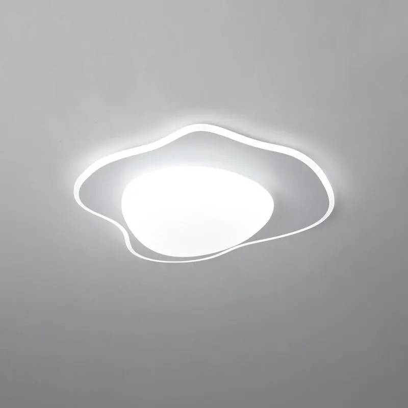 Современный минималистский дизайн Яйца Лотоса Белый Железный Акриловый Потолочный светильник с регулируемой яркостью Светодиодного освещения Комбинированный светильник для спальни и гостиной