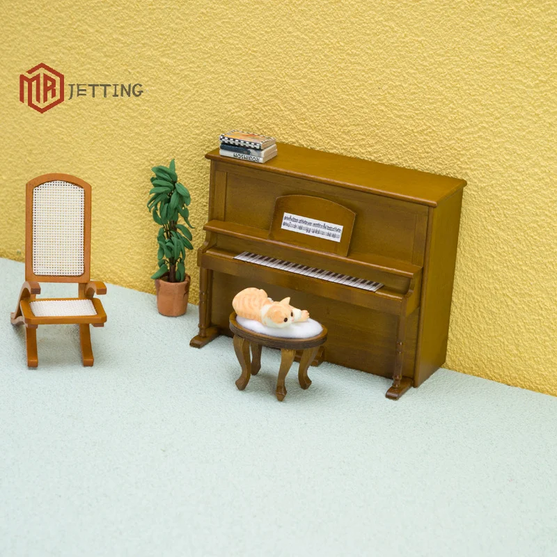 1 комплект Мини-Мебели Для Кукольного Домика, Вертикальное Пианино И Табурет Для Фортепиано, Реквизит Для Съемок Сцены