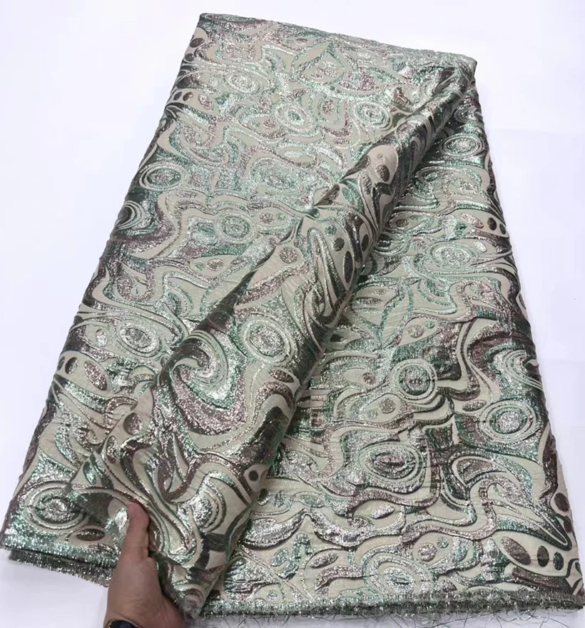 Новая 5-Ярдовая Африканская Парчовая Кружевная Жаккардовая Ткань Высокого Качества Нигерийская Цветочная Дамасская Ткань Органза Французское Сетчатое Платье Tissus Material