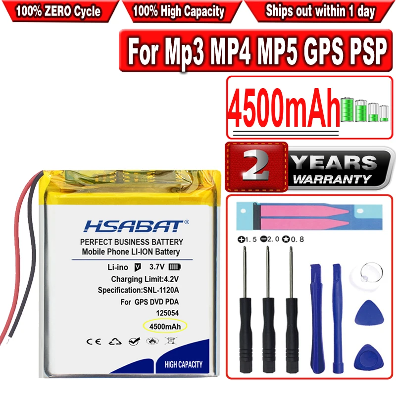HSABAT 4500mAh 125054 Литий-Полимерная Li-Po литий-ионная Аккумуляторная батарея для Mp3 MP4 MP5 GPS PSP