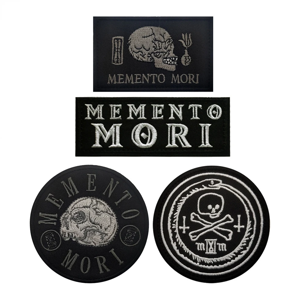 Предупреждение Memento Mori, Вышитая нашивка, Тактическая эмблема, нарукавная повязка с черепом, аппликация в виде черепа и костей, Мемориальный тактический значок, нарукавная повязка