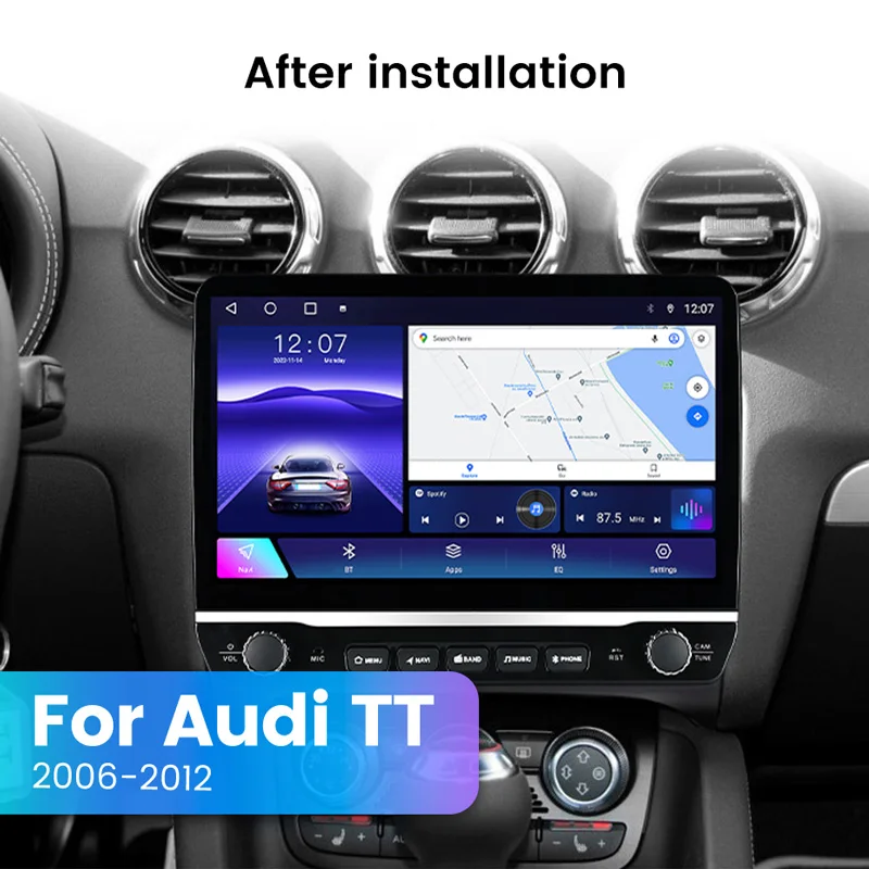 Большой экран 8G + 128G Android 13 Автомагнитола Мультимедийный аудиоплеер Навигация Видео для Audi TT 2 8J 2006 - 2014 Carplay AUTO BT