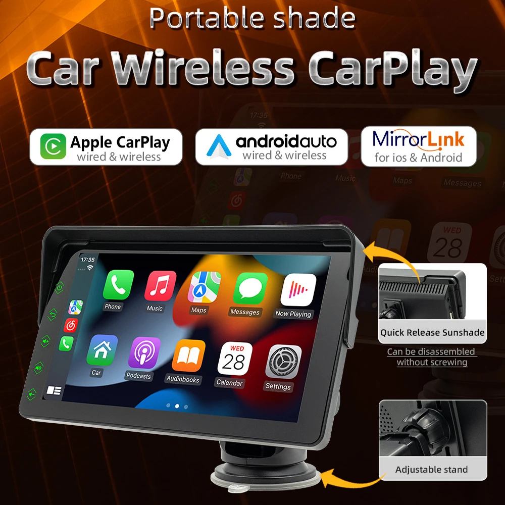Автомобильное Радио Универсальный 7-дюймовый Мультимедийный Видеоплеер Беспроводной Carplay И Android Auto Touch Screen Солнцезащитный Козырек B5311monitor
