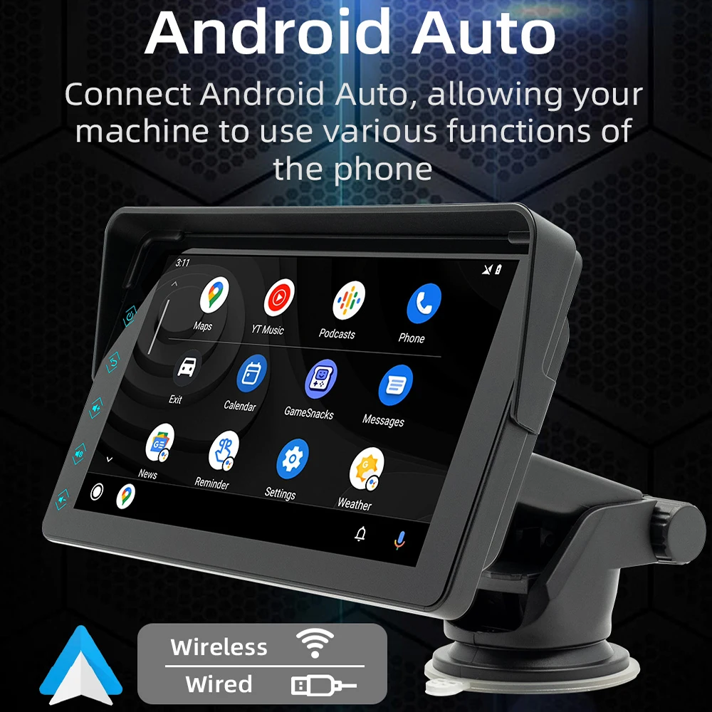 Автомобильное Радио Универсальный 7-дюймовый Мультимедийный Видеоплеер Беспроводной Carplay И Android Auto Touch Screen Солнцезащитный Козырек B5311monitor